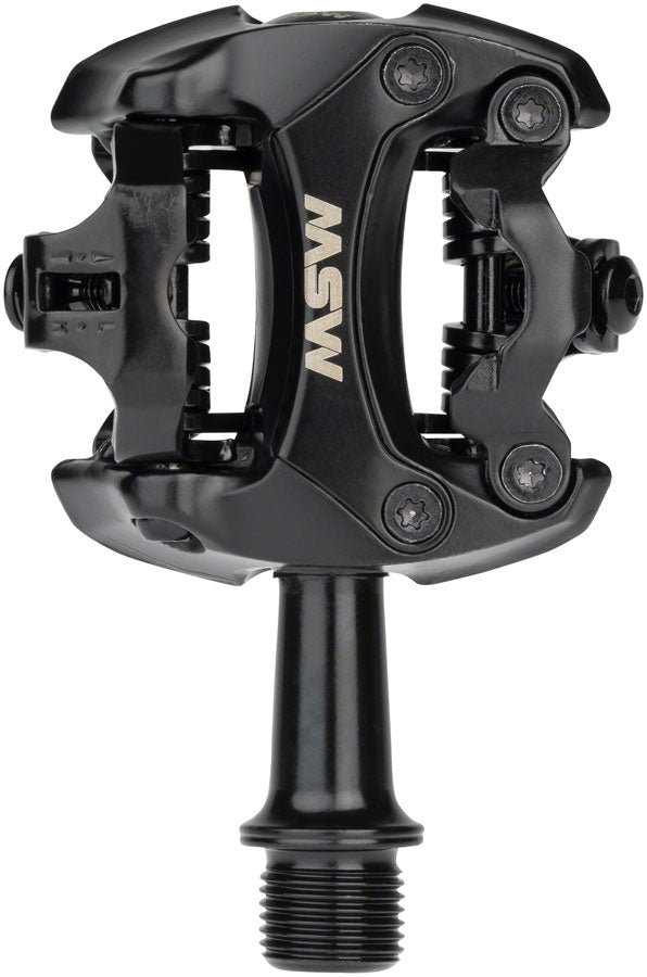 Load image into Gallery viewer, MSW Flash II Pedals - Dual Sided Clipless, Aluminum, 9/16", Black