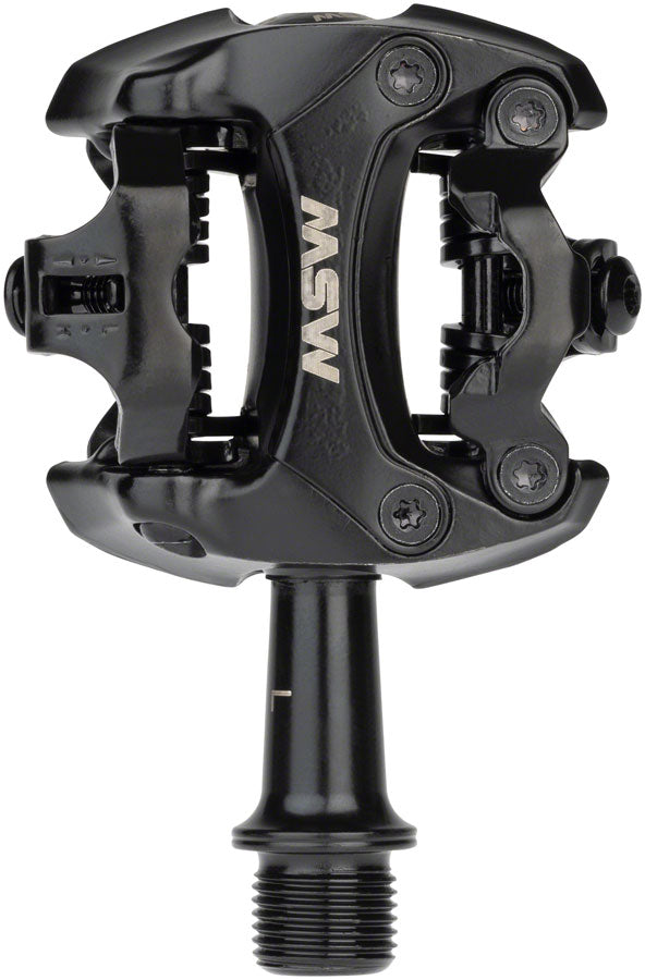 Load image into Gallery viewer, MSW Flash II Pedals - Dual Sided Clipless, Aluminum, 9/16", Black