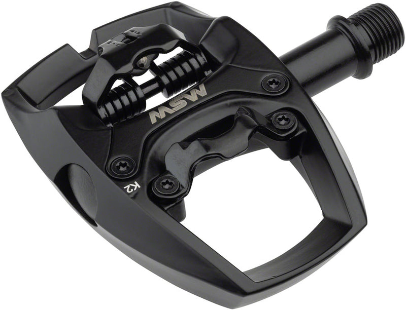 Load image into Gallery viewer, MSW Flip I Pedals - Single Side Clipless with Platform, Aluminum, 9/16", Intense Black