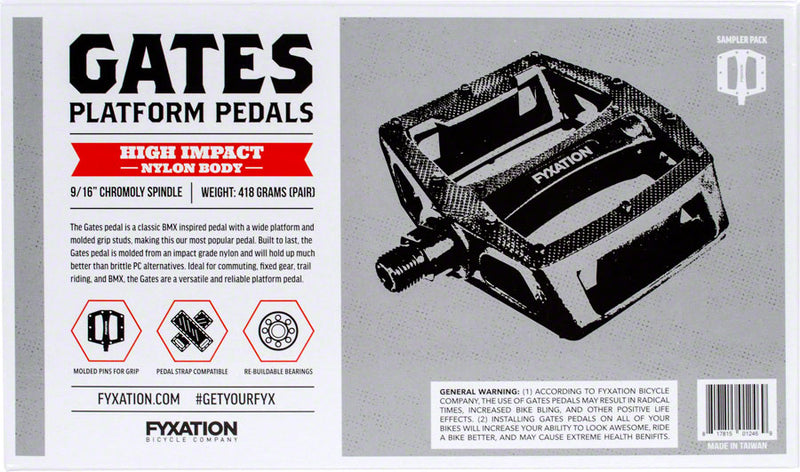 Load image into Gallery viewer, Fyxation Gates Pedals - Platform, Composite/Plastic, 9/16", Assorted, Bulk 6 Pairs