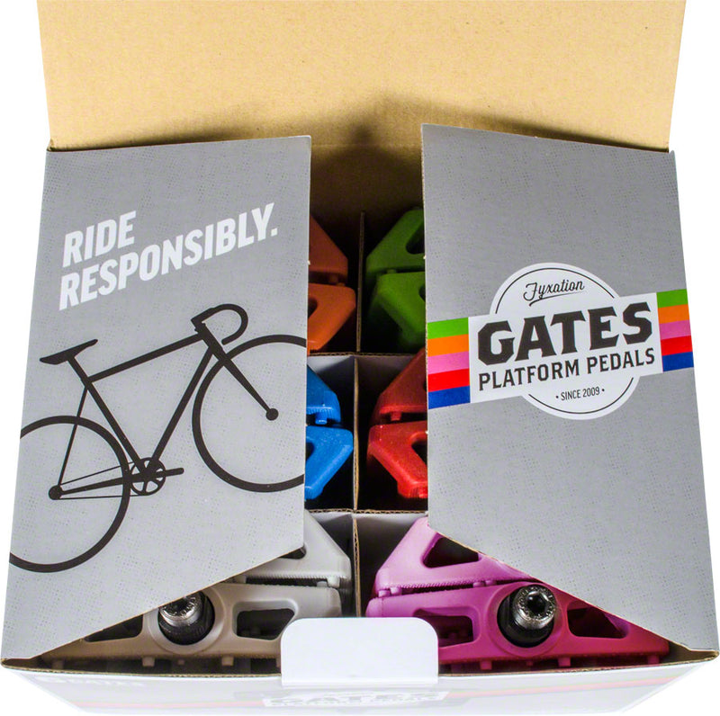 Load image into Gallery viewer, Fyxation Gates Pedals - Platform, Composite/Plastic, 9/16", Assorted, Bulk 6 Pairs