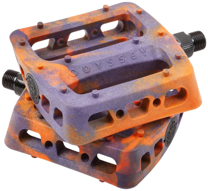Load image into Gallery viewer, Odyssey Twisted Pro PC Pedals - Platform, Composite/Plastic, 9/16", Purple/Orange Swirl