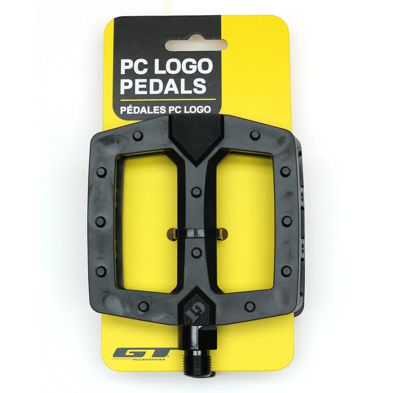 Load image into Gallery viewer, GT PC Nylon Molded Logo BMX Flat Pedals 9/16" Spindle Black GP2257U10OS