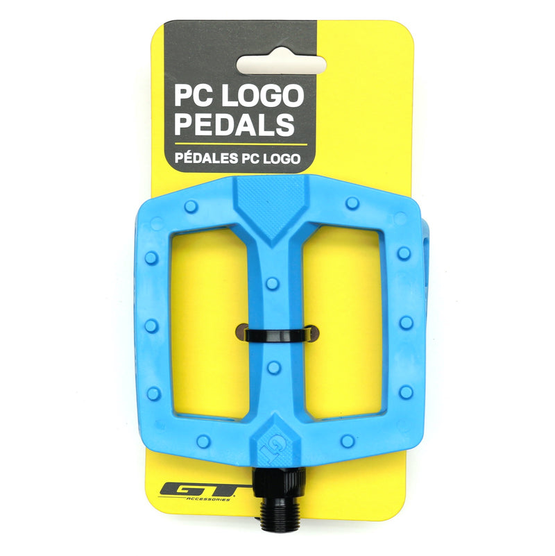 Load image into Gallery viewer, GT PC Nylon Molded Logo BMX Flat Pedals 9/16" Spindle Cyan Blue GP2257U20OS