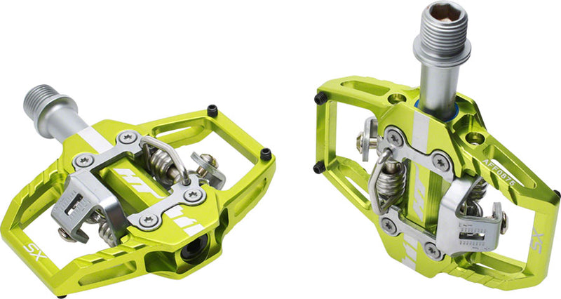 Load image into Gallery viewer, HT T1-SX BMX-SX Pedals - Dual Sided Clipless with Platform, Aluminum, 9/16", Apple Green