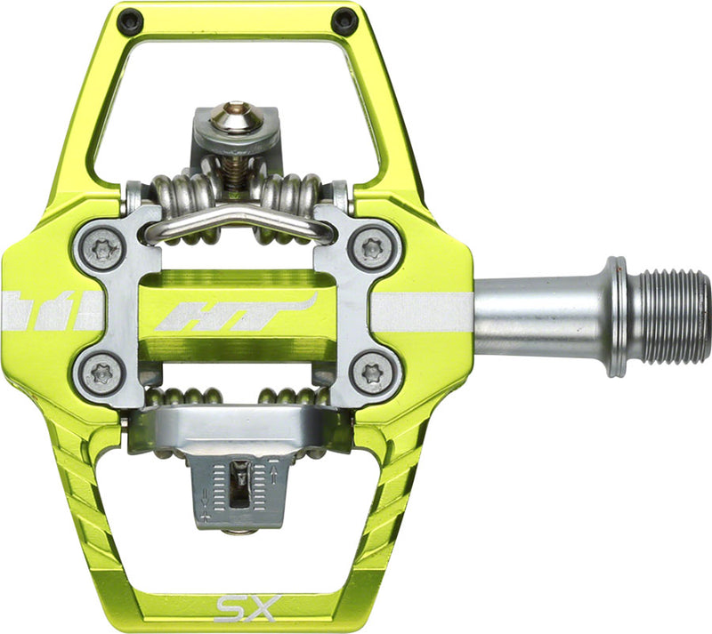 Load image into Gallery viewer, HT T1-SX BMX-SX Pedals - Dual Sided Clipless with Platform, Aluminum, 9/16", Apple Green