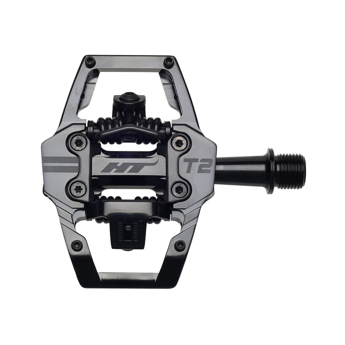 HT Pedals T2 Clipless Platform Pedals, CrMo - Stealth Black