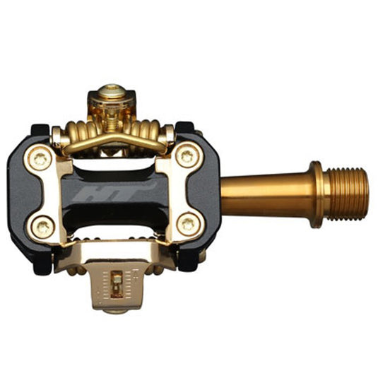 HT Pedals M2T Olympic Clipless Pedals, Ti, Black/Gold