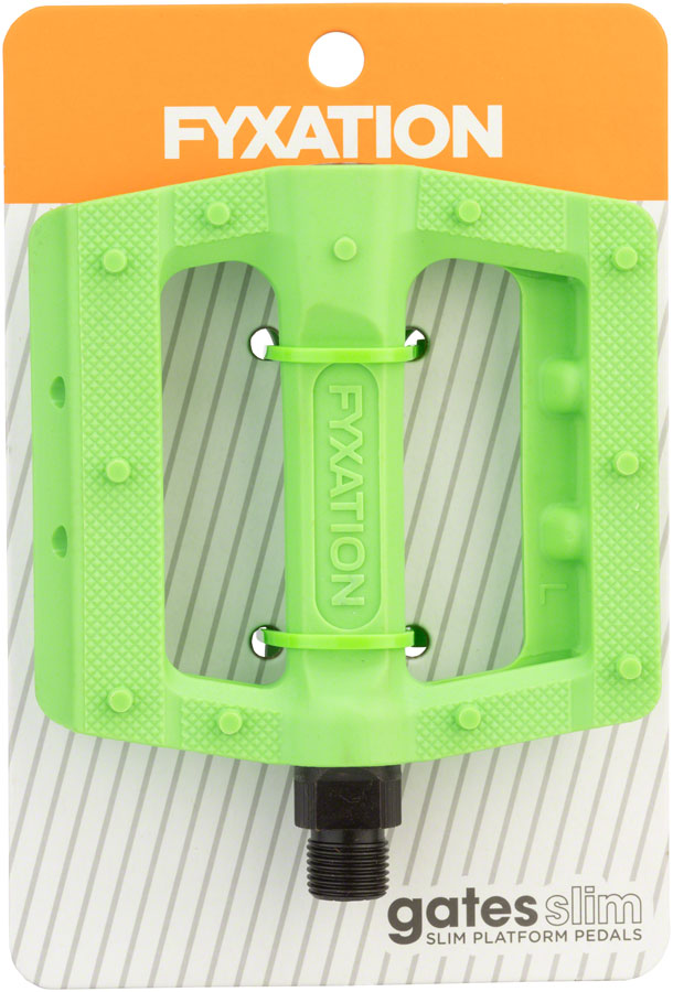 Load image into Gallery viewer, Fyxation Gates slim nylon platform pedals, green
