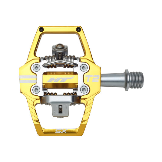 HT Pedals T2-SX Clipless Platform Pedals, CrMo - Gold